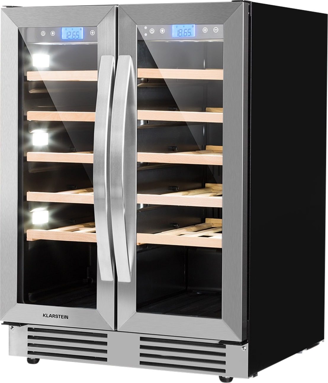 Klarstein Vinovilla 42 Twin Built-In Duo Weinkühlschrank 2 Zonen 126l 42 Fl Glas Edelstahl