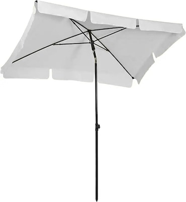 Ombrellone Rettangolare Da Giardino Parasole Balcone Inclinazione Regolabile Anti UV Impermeabile Per Mare Spiaggia Piscina Terrazzo 198x125 Cm Bianco