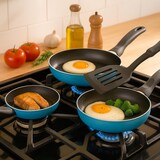 thumbnail of WellHome - Conjunto de panelas de aço inoxidável de 5 peças com frigideiras de 3 peças Ø16/20/24 alumínio prensado, azul celeste