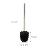 thumbnail of Relaxdays Toilettenbürste, 2er Set, WC-Bürste, inkl. 4 Ersatzbürstenköpfe, Klobürste Edelstahl, HxD 35 x 8 cm, schwarz