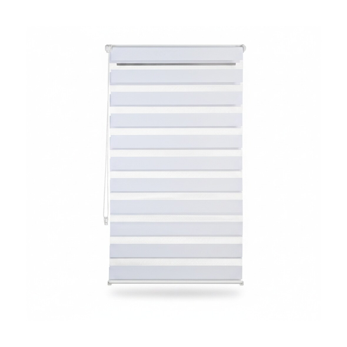 Relaxdays Doppelrollo Klemmfix ohne bohren, Seitenzugrollo mit Streifen, Duo-Rollo für Fenster, Stoff 56x156 cm, weiß