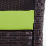 thumbnail of Poly-rotan tuinbank Halden, zitting ~ bruin-gevlekt, kussens groen