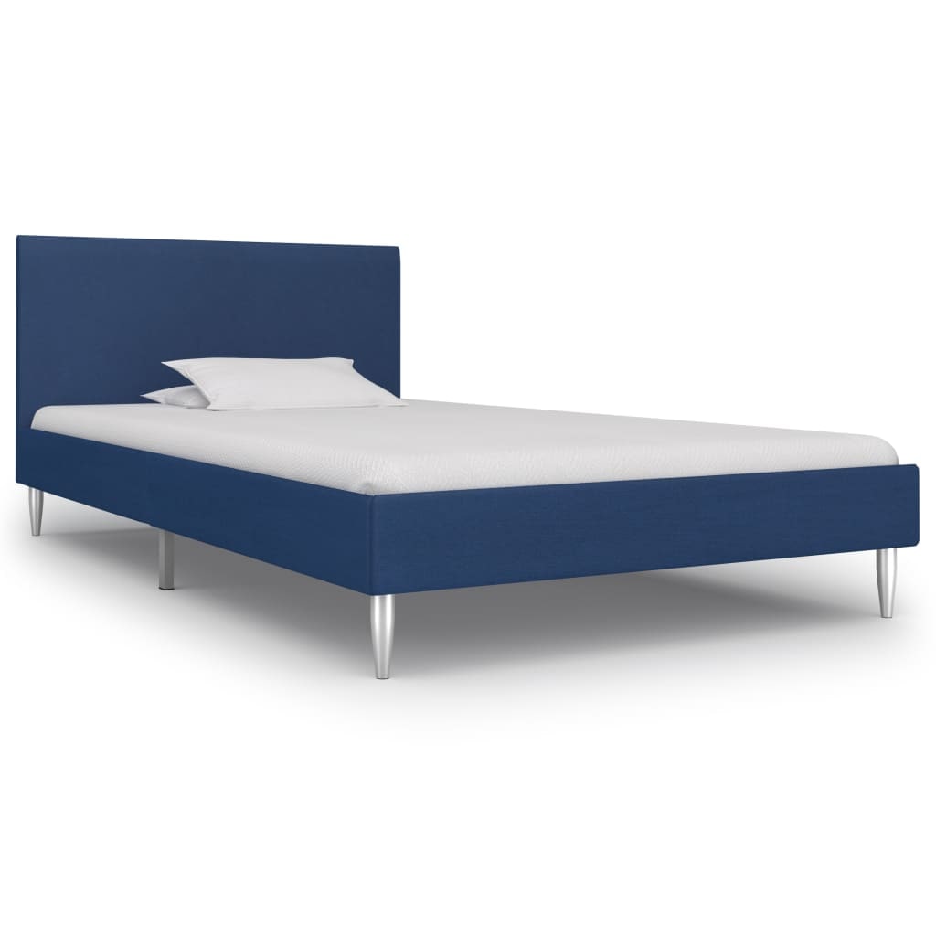 Cadre de lit sans matelas bleu tissu 90x200 cm Modèle Nervanel