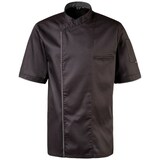 thumbnail of 224 - Kochjacke halbarm, Druckknöpfe, Fb. schwarz mit farbiger Paspel : graphit 65% Polyester 35%Baumwolle 220 g/m² XL