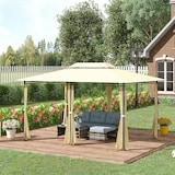 thumbnail of Outsunny cenador de jardín 3x4 m gazebo de exterior con paredes laterales doble techo 6 puertas con cremallera y 8 orificios de drenaje para terraza