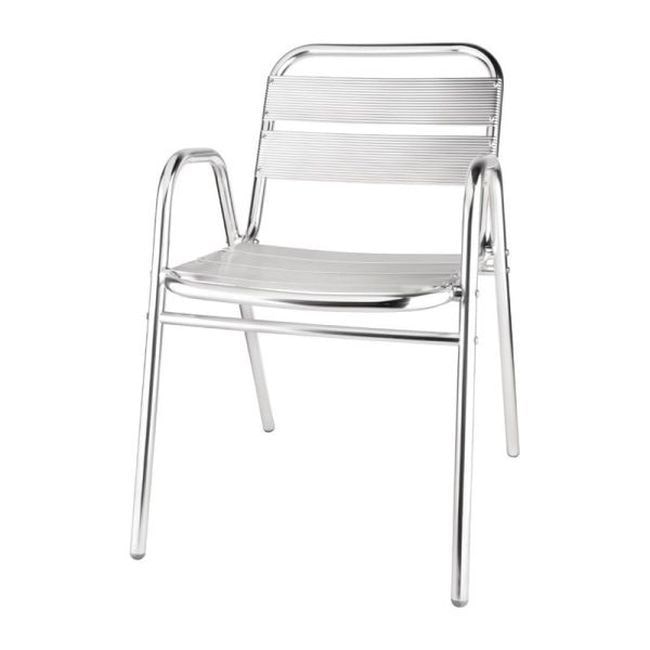 Fauteuils empilables en aluminium avec accoudoirs x4 | Bolero - U501