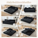 thumbnail of Merax Schlafsofa Modulares 3-Sitzer Sofa mit Seitentaschen – aus Chenille, beliebig kombinierbar, Schwarz