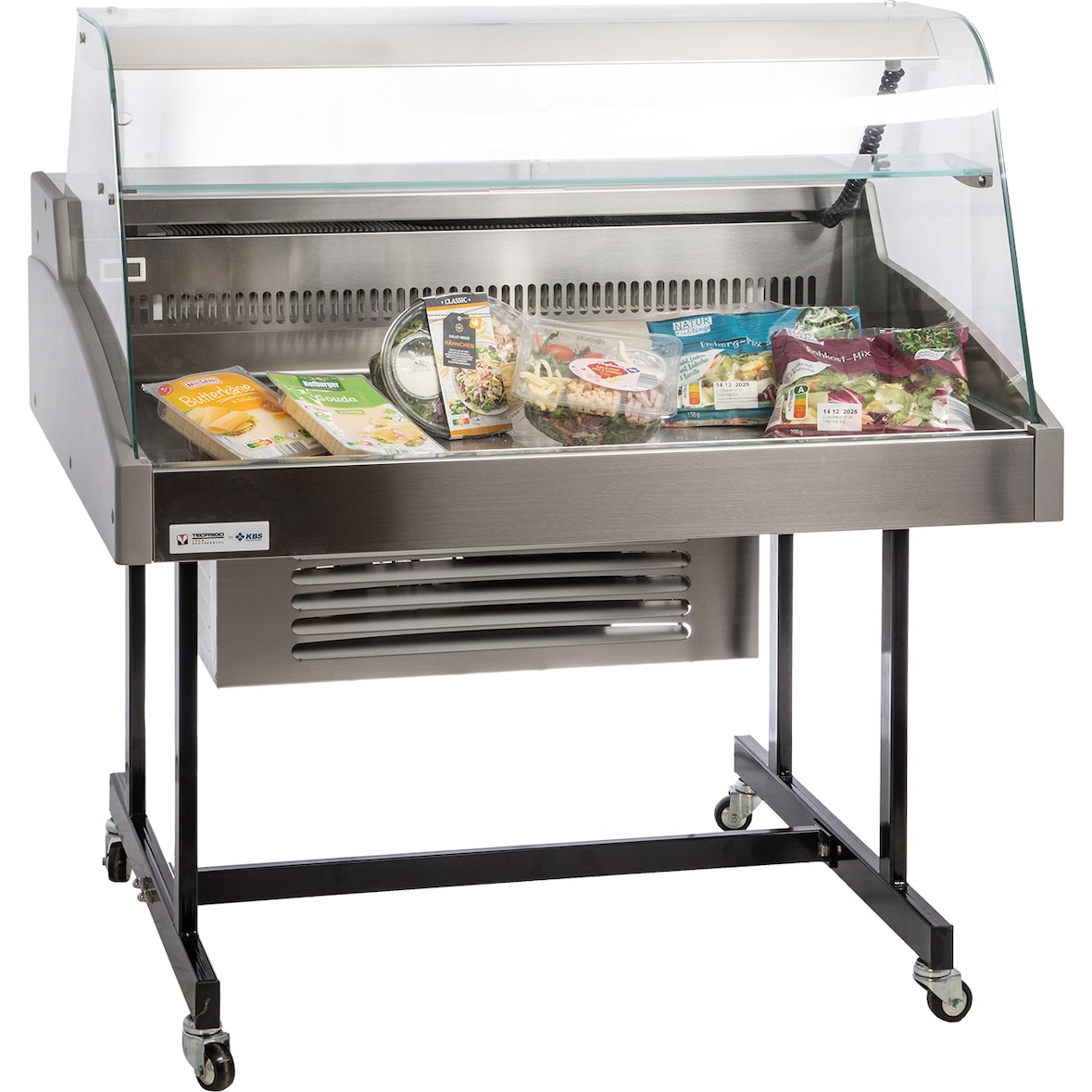 Mehrzweckvitrine Delicious 750 C mit gebogenem Glasaufbau