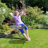 thumbnail of Relaxdays Gartentisch, Holz-Optik, runder Outdoortisch, Kunststoff, Metall, robust, Balkontisch, HxD: 75 x 80 cm, braun