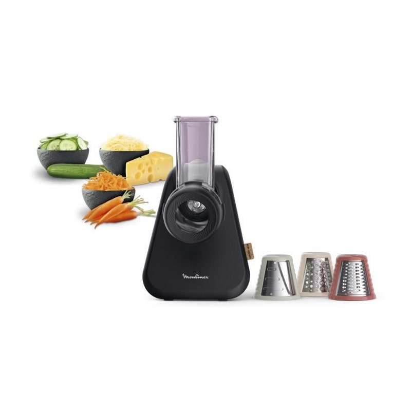 Moulinex Dj77en10 Eco Respect Coupe-legumes, 3 Cones Eminceur, Rape, Mandoline, Design Ecologique, Fabrique En France