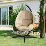 thumbnail of Outsunny silla colgante huevo con soporte columpio jardín exterior con cesta plegable y cojín para interior y exterior carga 120 kg caqui