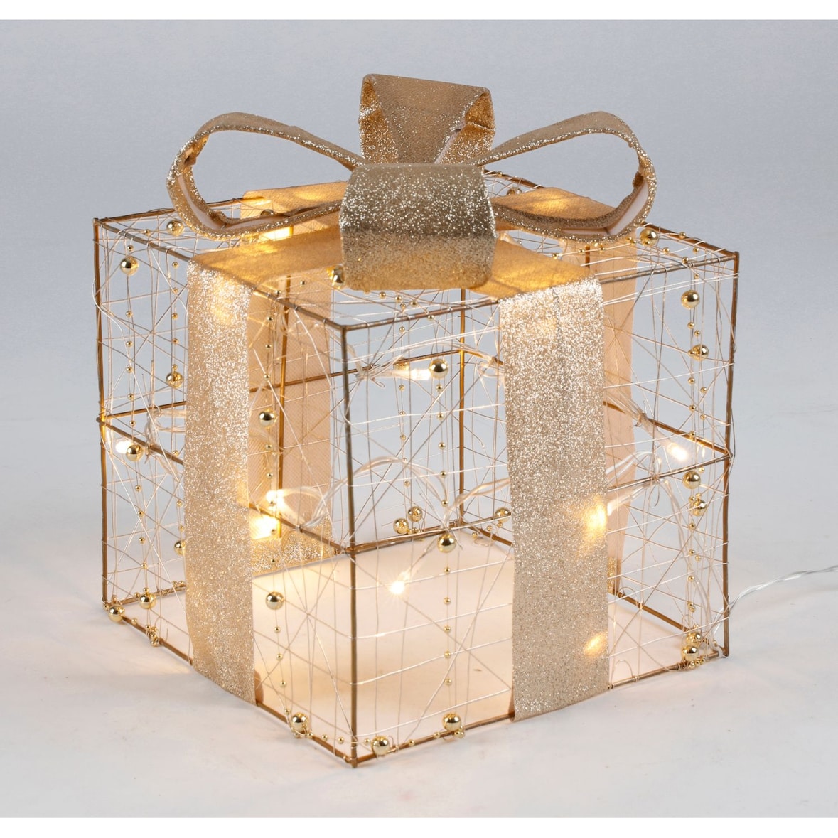 LED-Weihnachtsgeschenk 15cm mit Schleife Weihnachtsdeko Geschenkpäckchen