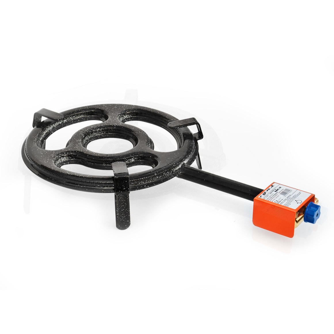 Paellabrenner 30 cm Ringbrenner 12,55 kw + Gasschlauch / Druckminderer (Gaskocher, Campingkocher, Räucherofen Gasbrenner, Hockerkocher)