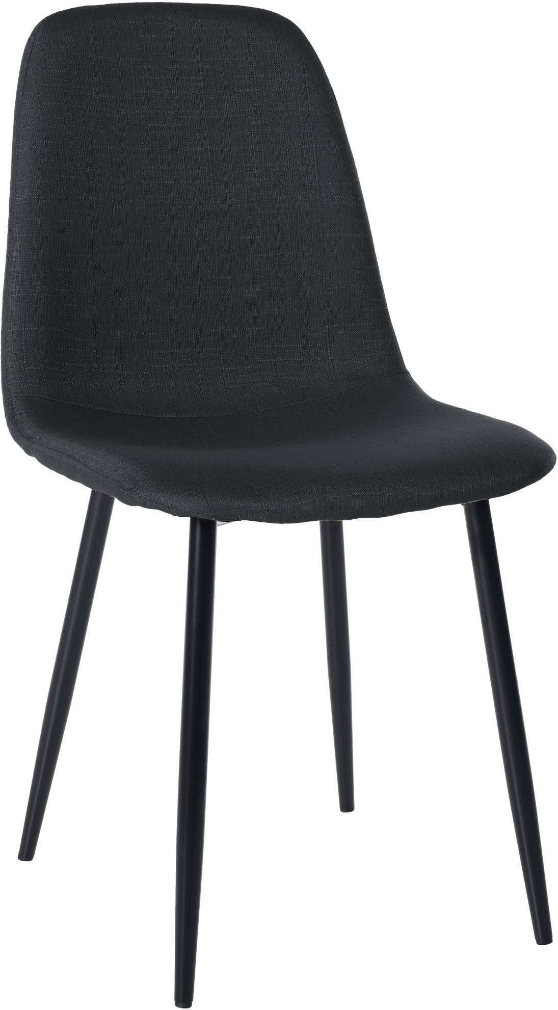 Décoshop26 - Esszimmerstuhl x1 schlichtes Design mit schwarzen Metallbeinen und schwarzem Stoffsitz 10_0002073
