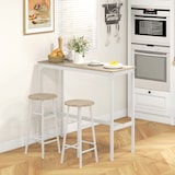 thumbnail of Mesa Alta de cozinha com Bancos Estrutura em Aço Estilo Industrial Mesa Alta para Sala de Jantar Natural e Branca