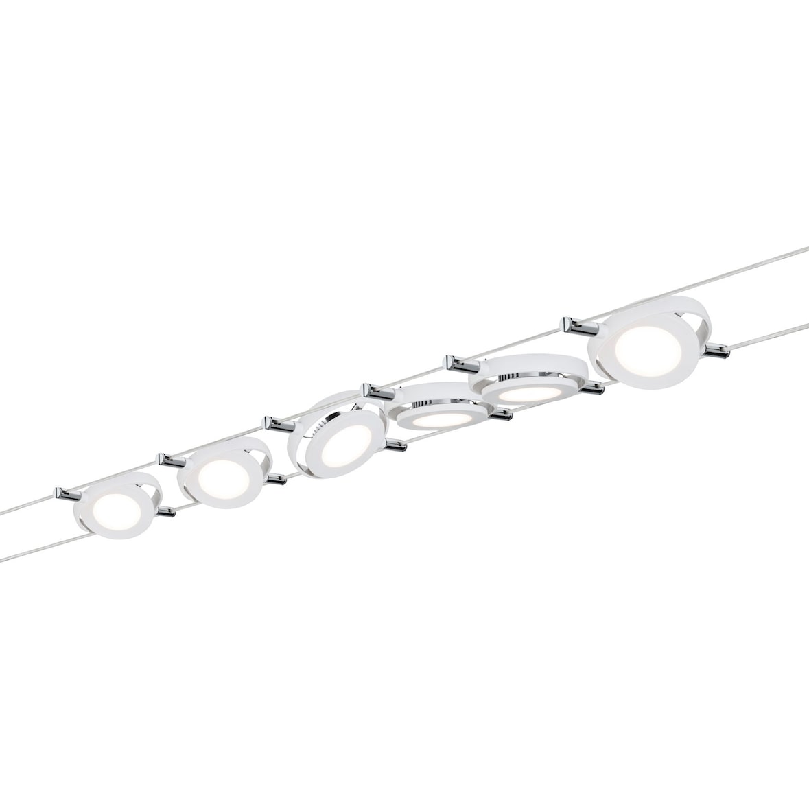 Paulmann Système sur câbles LED RoundMac Kit de base  6x200lm 6x4,3W 2700K  230/12V Blanc dépoli 94106