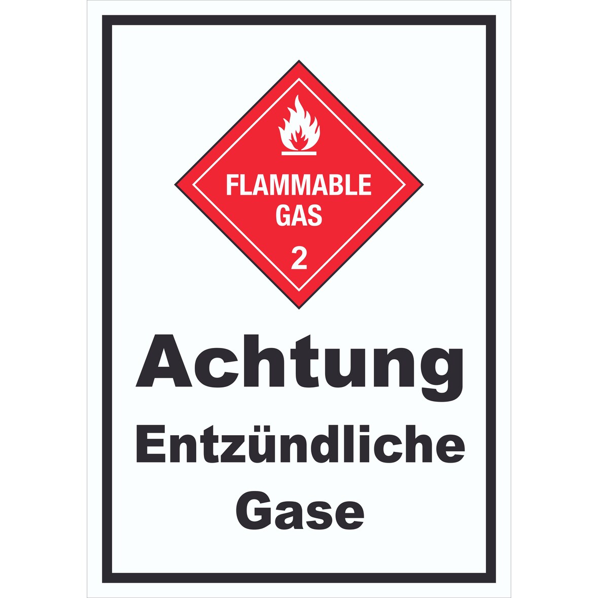 Schild Entzündliche Gase Flammable Gas A1 (594x841mm)