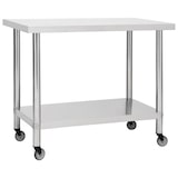 thumbnail of DELUKE® Edelstahl Arbeitstisch mit Rollen BEWO 100x60x85cm, Edelstahl Gastro-Tischwagen Arbeitsfläche Gastro-Küchentisch Servierwagen mobil