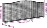 thumbnail of vidaXL Gabionen mit Hochbogen 4 Stk. 400x30x140/160cm Verzinktes Eisen