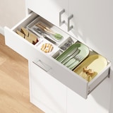 thumbnail of HOMCOM alacena de cocina mueble de cocina con 4 puertas 1 cajón y estantes ajustables antivuelco armario de cocina moderno 70,8x34x180 cm