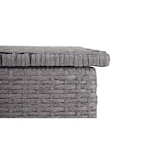thumbnail of Cassapanca in polirattan HWC-D88, cassapanca da giardino con cuscino ~ Basic grey, 51x100x50cm 170l