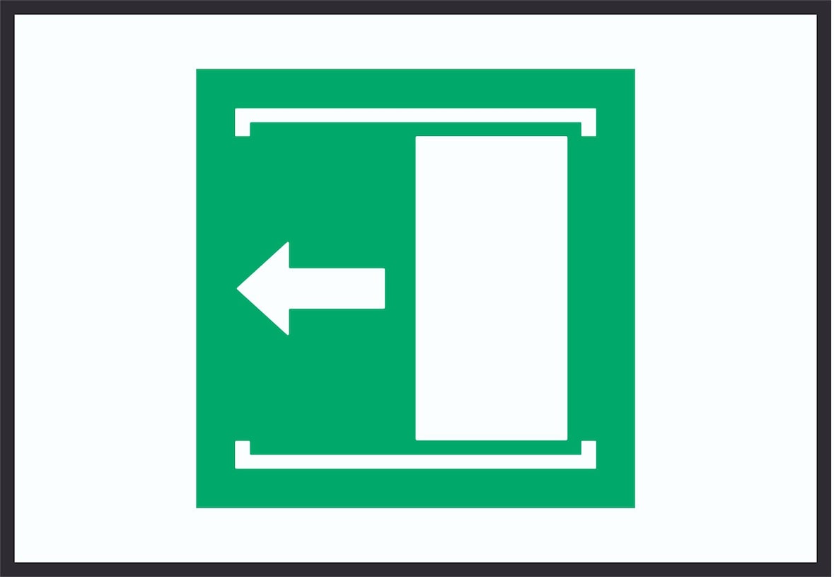 Schiebetür öffnet nach links Symbol A0 Rückseite selbstklebend Schild