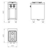thumbnail of Cocina Industrial Gas 2 Fuegos Con Mueble CB2F600E de HR Fainca