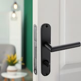 thumbnail of Langschild Drückergarnitur Edelstahl gebürstet EMILIA SCHWARZ WC - Badezimmer Türbeschlag