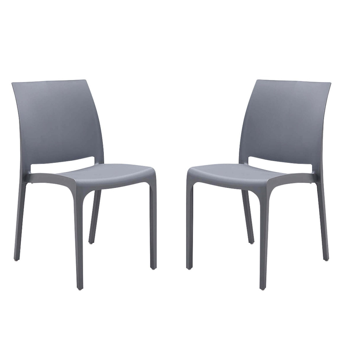 VOLGA set di 2 sedie poltrone da giardino in plastica design moderno colorata Grigio chiaro colore Grigio chiaro