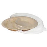 thumbnail of 10 Teller, Palmblatt 2-geteilt 300 ml Ø 23 cm · 5,3 cm mit rPET Deckel "Kombipack"