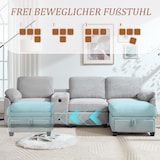 thumbnail of Merax 3-Sitzer Schlafsofa, Ecksofa, Großes Cord-Sofa mit 2 Cup-Halter + Stauraum, USB-C-Anschluss, Hellgrau
