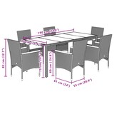 thumbnail of vidaXL 7-tlg. Garten-Essgruppe mit Kissen Schwarz Poly Rattan Glas