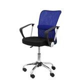 thumbnail of Cardenete Silla  con mecanismo giratorio, brazos fijos y asiento  color azul y asiento tapizado en tejido de malla color negro