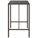 thumbnail of Mesa alta bar superficie vidrio ratán PE marrón 110x70x110 cm