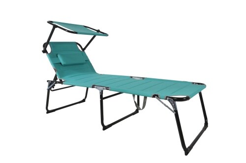 Lex XXL Aluminium Gartenliege Sonnenliege gepolstert mit Kopfkissen Sonnendach 200cm Aqua : Aqua