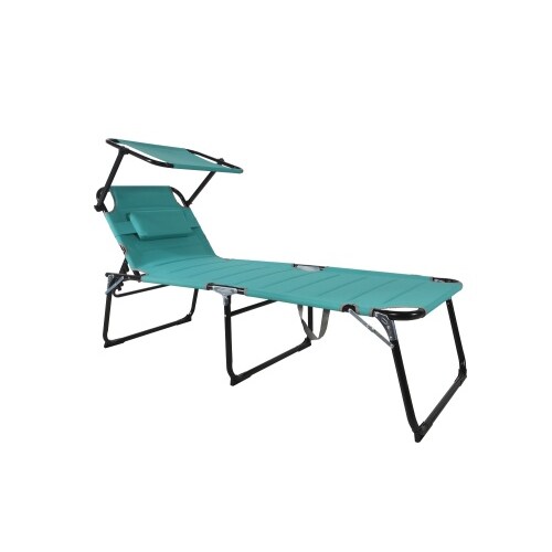 XXL Aluminium Gartenliege Sonnenliege gepolstert mit Kopfkissen Sonnendach 200cm Aqua : Aqua