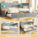 thumbnail of Schlafsofa 90x200 mit LED-Beleuchtung, Ausziehbar, Steckdose, USB-Anschlüssen, Grau – Multifunktional mit Stauraum und Komfort