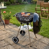 thumbnail of Barbecue a Carbone Portatile con Coperchio e Ruote per Giardino 43x72 cm