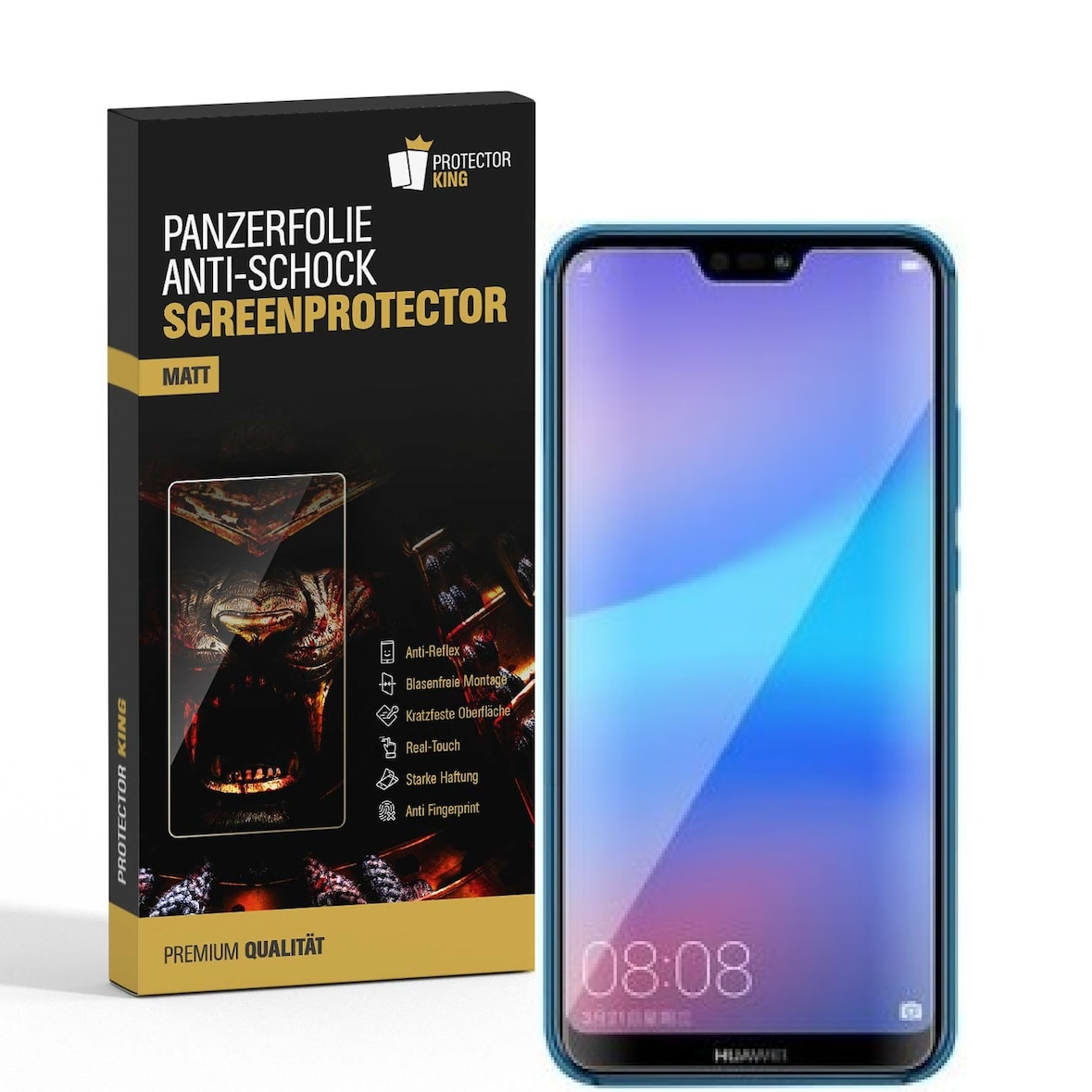 2x Panzerfolie für Huawei P20 Lite ANTI-SCHOCK Displayfolie Schutzfolie MATT