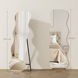 thumbnail of HOMCOM espejo de pie cuerpo entero 160x50 cm sin marco, espejo de pie forma ondulada con soporte y base de madera, para salón, entrada, negro