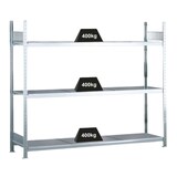 thumbnail of PROREGAL Weitspannregal mit Stahlböden WS 2000 | Grundregal | HxBxT 200x225x40cm | 3 Ebenen | Fachlast 400kg | Verzinkt