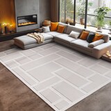 thumbnail of Carpetsale24 In- & Outdoor Teppich 240x340 cm – Wetterfest & XL großer Teppich in Creme mit Kariert-Boho Design für Küche, Wohnzimmer