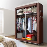 thumbnail of Intirilife Faltschrank 108x45x170 cm in BIBER BRAUN - Schrank mit Reißverschluss aus Stoff Kleiderschrank mit Kleiderstange, Seitentasche und Fächern
