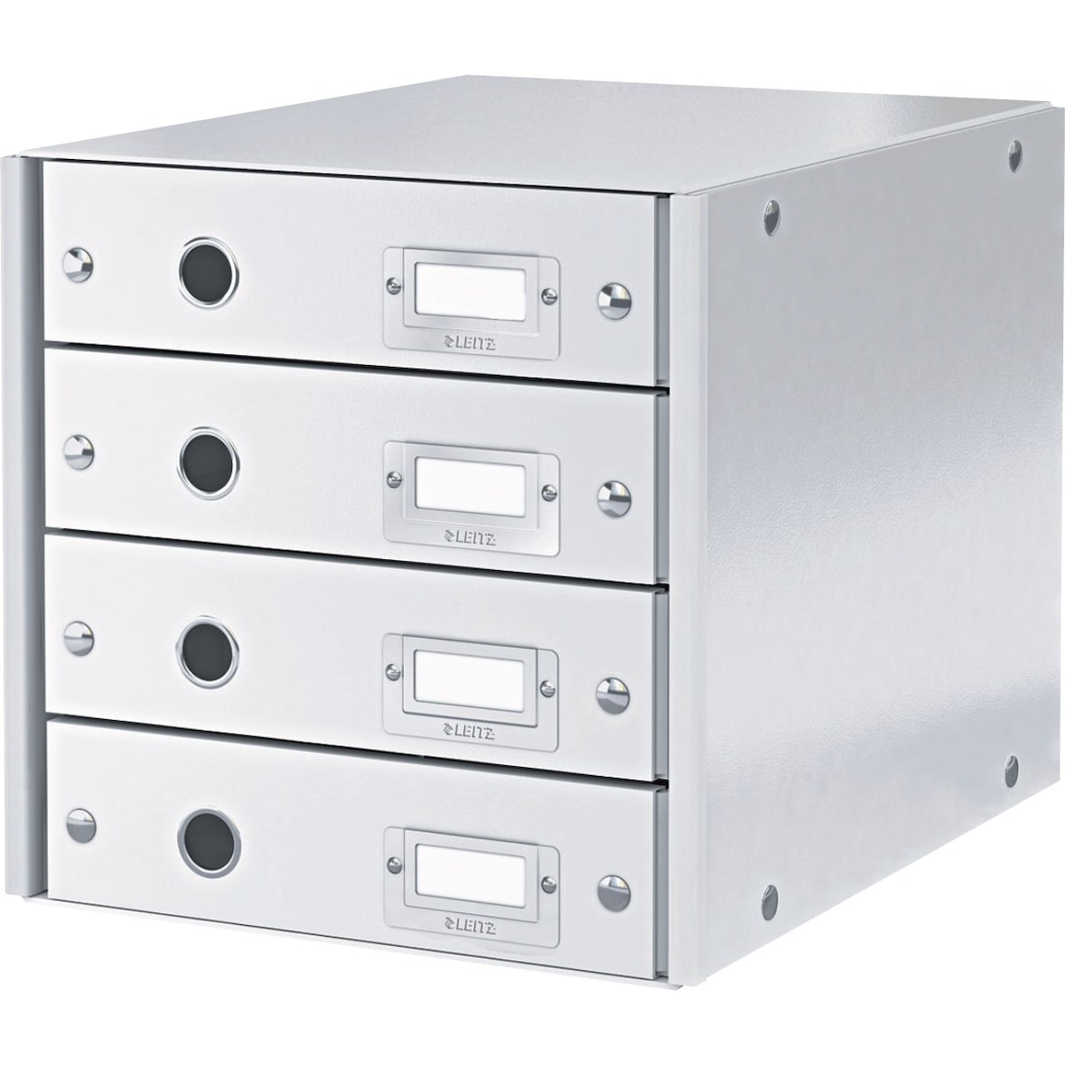 Schubladenbox 4 Fächer Karton weiß Packung mit 3 Stück