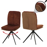 thumbnail of 2er-Set Esszimmerstuhl HWC-M68, Küchenstuhl Lehnstuhl, drehbar Auto-Position, Metall Stoff/Textil ~ braun