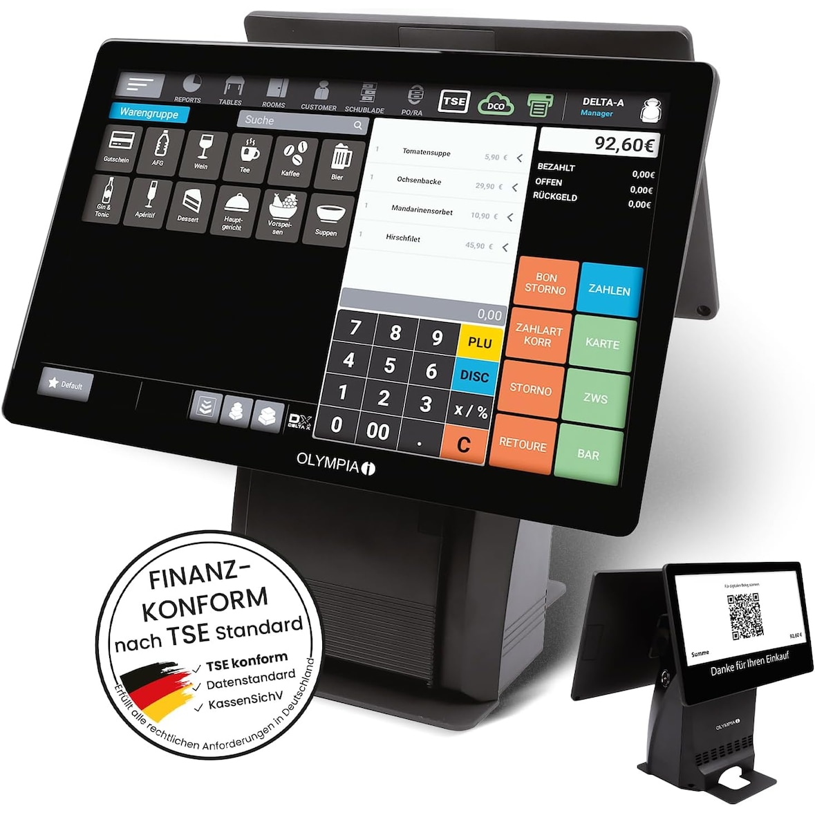 Olympia Registratore di cassa sistema di cassa T215DK 10.1 pollici premium retail catering