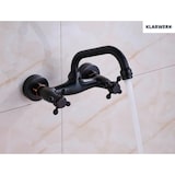 thumbnail of JULIAN | Retro Mischbatterie Wandmontage Armatur Schwarz | Küche Bad Vintage Wasserhahn Wand altmodisch Edelstahl - Gastronomie 360° drehbar