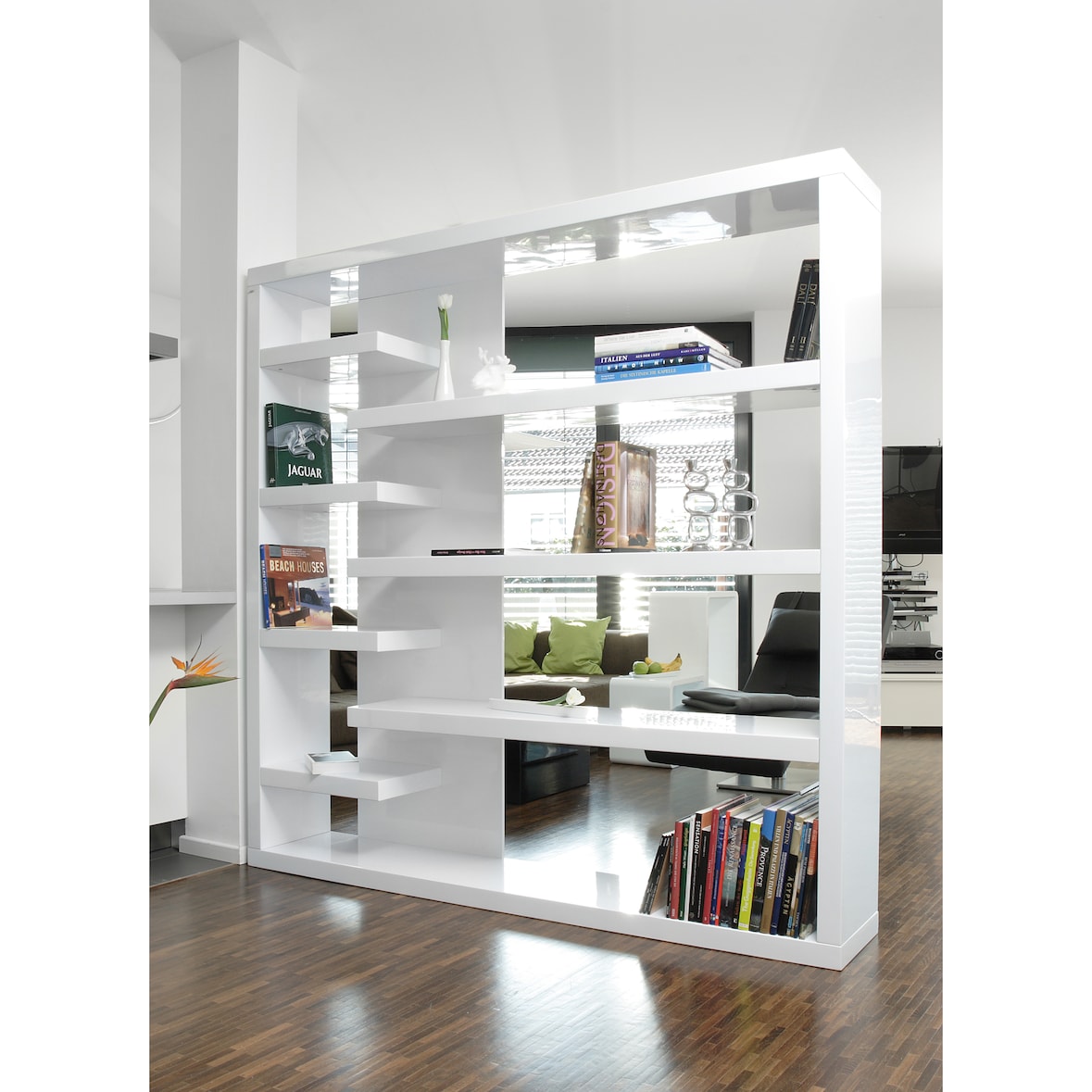 SalesFever kamerscherm 200 cm| hoogglans gelakt | MDF hout | B 200 x D 35 x H 200 cm | wit