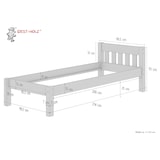 thumbnail of Modernes Einzelbett Massivholzbett Kiefer weiß 90x200 Futonbett Bettrahmen Rollrost 60.38-09 W