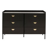 thumbnail of Kommode HWC-O39, Highboard Schrank, 6 Schubladen Melamin MDF 80x120x44cm ~ Holzoptik schwarz